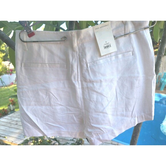 Free Assembly Womens White Mid-Rise Linen-Blend Shorts 3.5” Inseam SZ 6 NEW - Picture 3 of 3